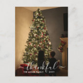 2 Foto elegant Script Beloofd Kerstmis Nieuwjaar Aankondigingskaart (Voorkant)