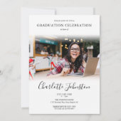 2 Foto Elegant Script Foto Afstudeerfeest Kaart (Achterkant)