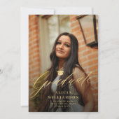 2 foto Elegant script Goud en zwart afstuderen Aankondiging (Voorkant)