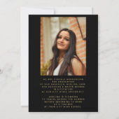 2 foto Elegant script Goud en zwart afstuderen Aankondiging (Achterkant)