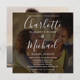 2 Foto Elegant Signature Script Wedding Invitation Kaart