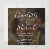 2 Foto Elegant Signature Script Wedding Invitation Kaart (Voorkant)