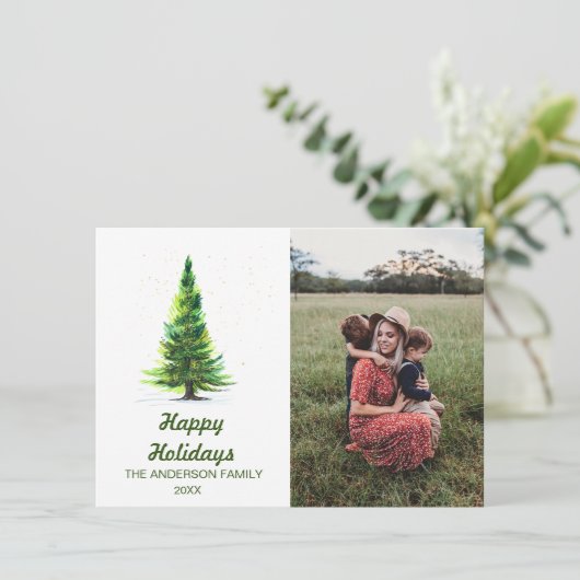 2 FOTO Elegante minimalistische kerstboom groet Feestdagenkaart (Staand voorkant)