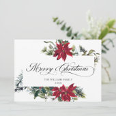 2 FOTO Elegante Poinsettia Kerstgroet Feestdagenkaart (Staand voorkant)