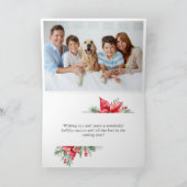 2 FOTO Elegante Rode Versiering Kerst Groet Feestdagen Kaart (Binnen)