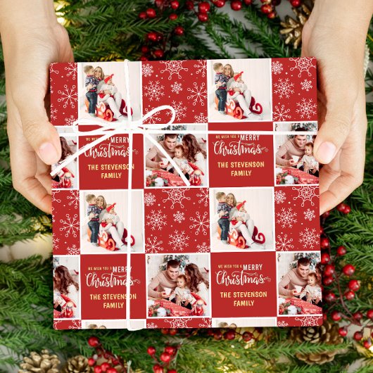 2 foto Elegante vrolijke kerst rood Cadeaupapier