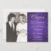 2 Foto ELK JAAR Jubileum Cheques Paars & Gold Kaart (Voorkant)