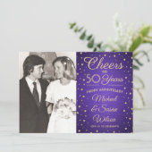 2 Foto ELK JAAR Jubileum Cheques Paars & Gold Kaart (Staand voorkant)