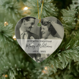 2 Foto Elke Huwelijksverjaardag Kerst Trouwdag Keramisch Ornament