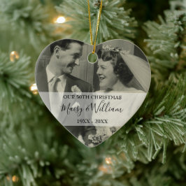 2 Foto Elke Jubileum Jaar Kerst Huwelijk Keramisch Ornament