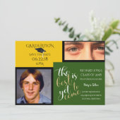 2 FOTO EN KIES KLEUR Geel Groen Afstuderen Kaart (Staand voorkant)