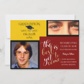 2 FOTO EN KIES KLEUR Geel Rood Afstuderen Kaart (Voorkant)