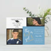 2 FOTO EN KIES KLEUR Wit Blauw Afstuderen Kaart (Staand voorkant)