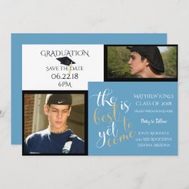 2 FOTO EN KIES KLEUR Wit Blauw Afstuderen Kaart