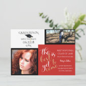 2 FOTO EN KIES KLEUR Wit Rood Afstuderen Kaart (Staand voorkant)