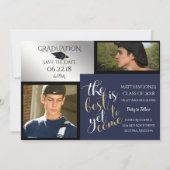 2 FOTO EN KIES UW KLEUR Blauw Afstuderen Kaart (Voorkant)