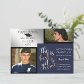 2 FOTO EN KIES UW KLEUR Blauw Afstuderen Kaart (Staand voorkant)