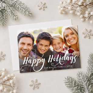 2 Foto Familie Prettig Kerst Wit Script Overlay Feestdagenkaart