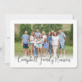 2 Foto Familie reünie Party Modern Elegant Script Kaart (Voorkant)