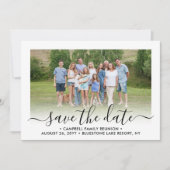 2 Foto Familie reünie Party Modern Elegant Script Save The Date (Voorkant)