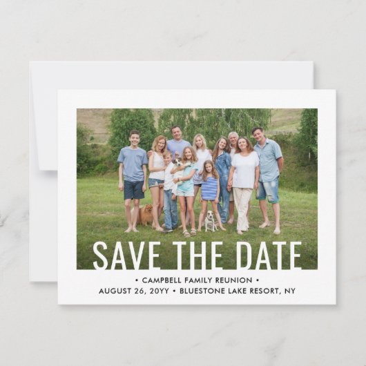 2 Foto Family Reunion Party verzamelt BBQ Picnic Save The Date (Voorkant)