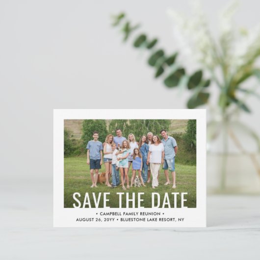 2 Foto Family Reunion Party verzamelt BBQ Picnic Save The Date (Staand voorkant)