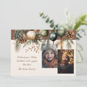 2 foto feestelijk groen feestdagenkaart (Staand voorkant)