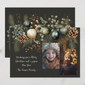 2 Foto Feestelijke Elegant Groen Feestdagenkaart (Voorkant / Achterkant)