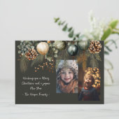 2 Foto Feestelijke Elegant Groen Feestdagenkaart (Staand voorkant)