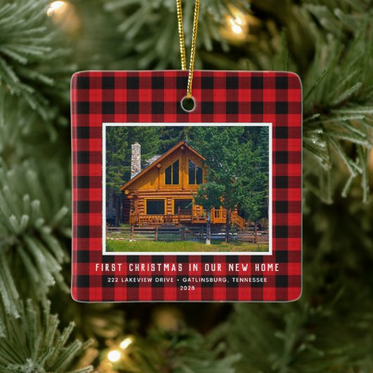 2 Foto First Xmas New Home Rustic Ceramic Orname Keramisch Ornament (Boom)