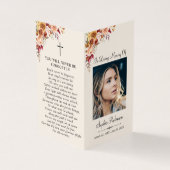 2 Foto Floral Memorial Folder Cream Prayer Kaart (Buitenkant)