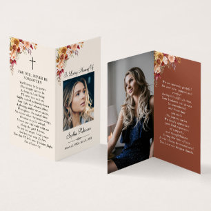 2 Foto Floral Memorial Folder Cream Prayer Kaart