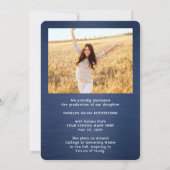 2 Foto geborsteld Navy Blue White Script-Afstudere Aankondiging (Achterkant)