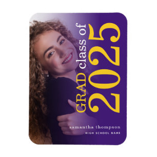2 foto Geel Paars 2023 Afstuderen Aankondiging Magneet