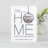 2 Foto Geen plaats zoals Home Simple Moderne Navy  Feestdagenkaart (Staand voorkant)