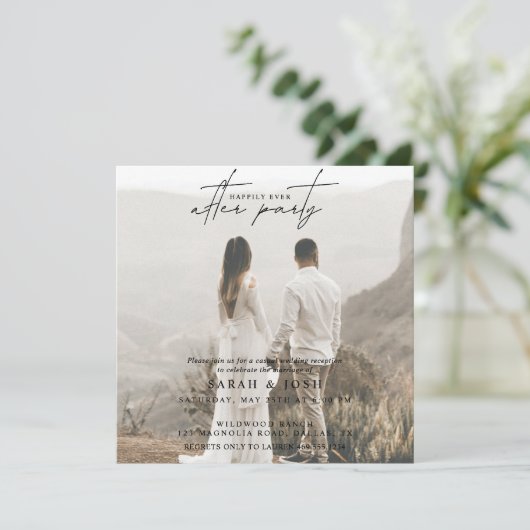 2 Foto gelukkig altijd na huwelijksontvangst Aankondiging (Staand voorkant)