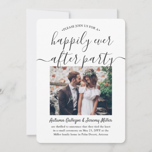 2 Foto gelukkig altijd na party Elopement Wedding Kaart (Voorkant)