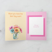 2 foto Gerbera oranje roze verjaardag Kaart (Binnen)