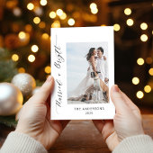 2 Foto Getrouwd Helder Bruiloft Kerstmis Bedankkaart