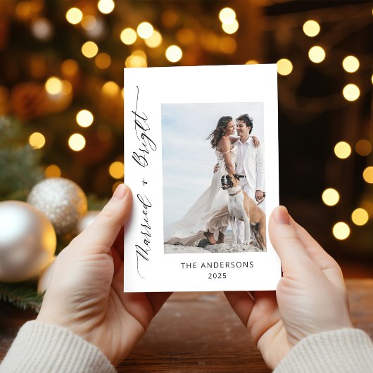 2 Foto Getrouwd Helder Bruiloft Kerstmis Bedankkaart