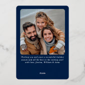 2 FOTO Gewoon Elegante Glans Kerstmis Goud Folie Feestdagenkaart (Achterkant)