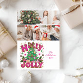 2 Foto Glitter Leopard Bow Holly Jolly Feestdagenkaart