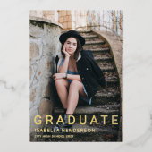 2 Foto Gold Foil Afstuderen kondiging Folie Uitnodiging (Voorkant)