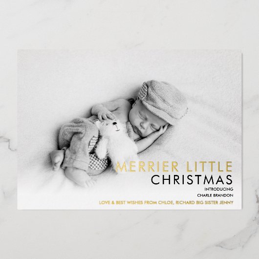 2 Foto Gold Foil met kerstfeest Aankondiging (Voorkant)