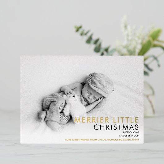 2 Foto Gold Foil met kerstfeest Aankondiging (Staand Voorkant)