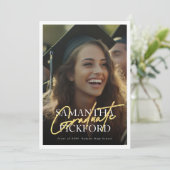 2 Foto Gold High School 2024 Graduation Party Kaart (Staand voorkant)