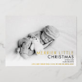 2 Foto Goud Folie Kerst Geboorteaankondiging Folie Feestdagenkaart (Voorkant)