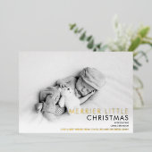 2 Foto Goud Folie Kerst Geboorteaankondiging Folie Feestdagenkaart (Staand Voorkant)