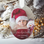 2-Foto-Grandouders First KerstWhite Script Ornament