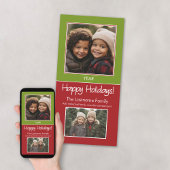 2 Foto - Green Red Minimal - Prettige feestdagen Feestdagenkaart